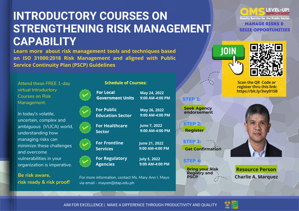 Introductory Course on Strengthening Risk Management Capability (For Healthcare Sector)