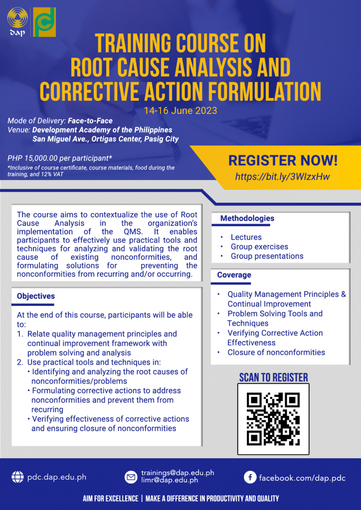 Training Course on Root Cause Analysis and Corrective Action Formulation - Face to face