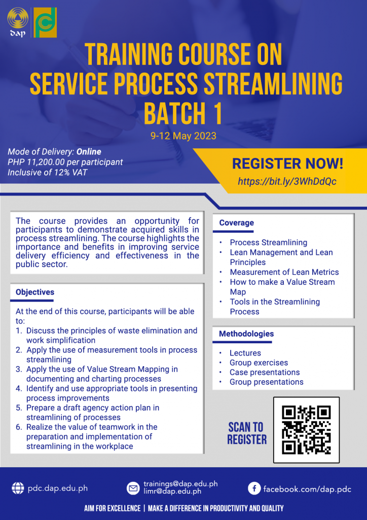 Training Course on Service Process Streamlining (Batch 1) - Online