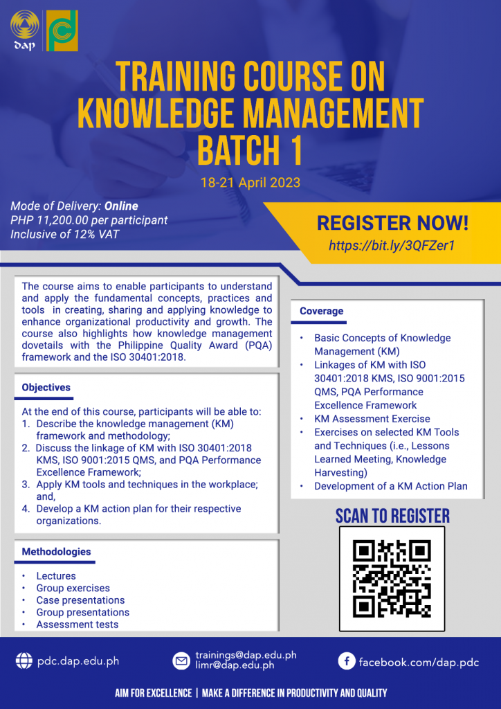 Training Course on Knowledge Management (Batch 1) - Online