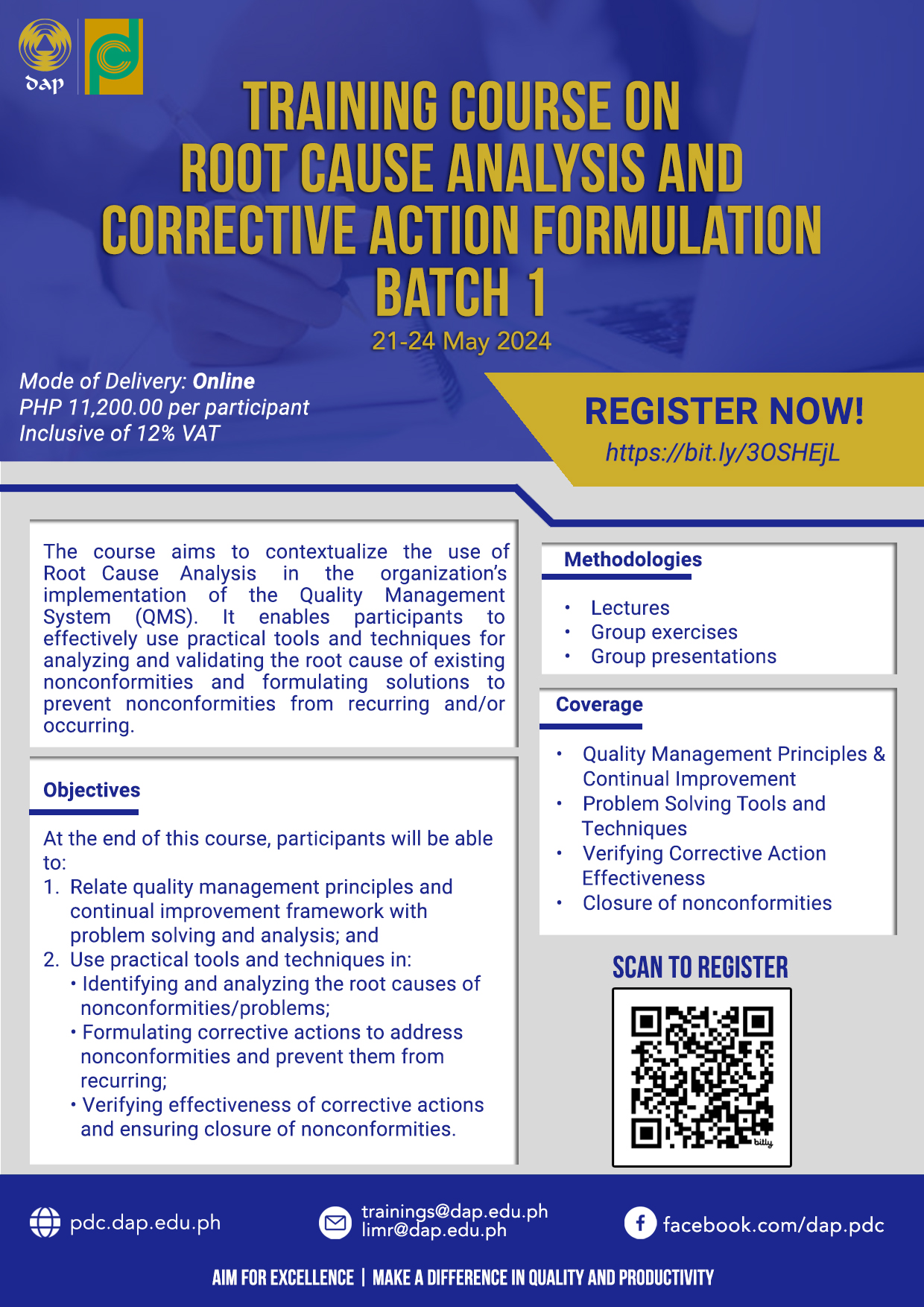 Training Course on Root Cause Analysis and Corrective Action Formulation (Batch 1) - Online