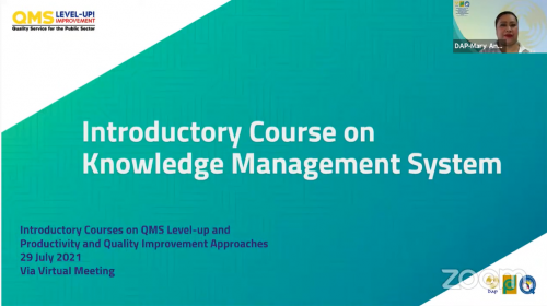 Introductory Course on Organizational Knowledge Improvement Approaches using ISO 30401:2018 Knowledge Management System_29 July 2021