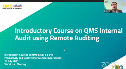 Introductory Course on QMS Internal Audit Improvement Approaches using Remote Auditing_16 July 2021