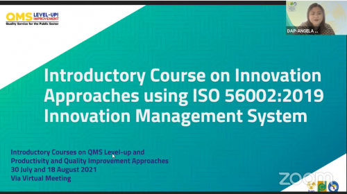 Introductory Course on Innovation Approaches using ISO 56002:2019 Innovation Management System_30 July 2021