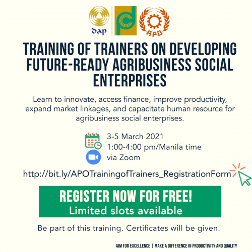 Training of Trainers on Developing Future-ready Agribusiness Social Enterprises_03-05 March 2021